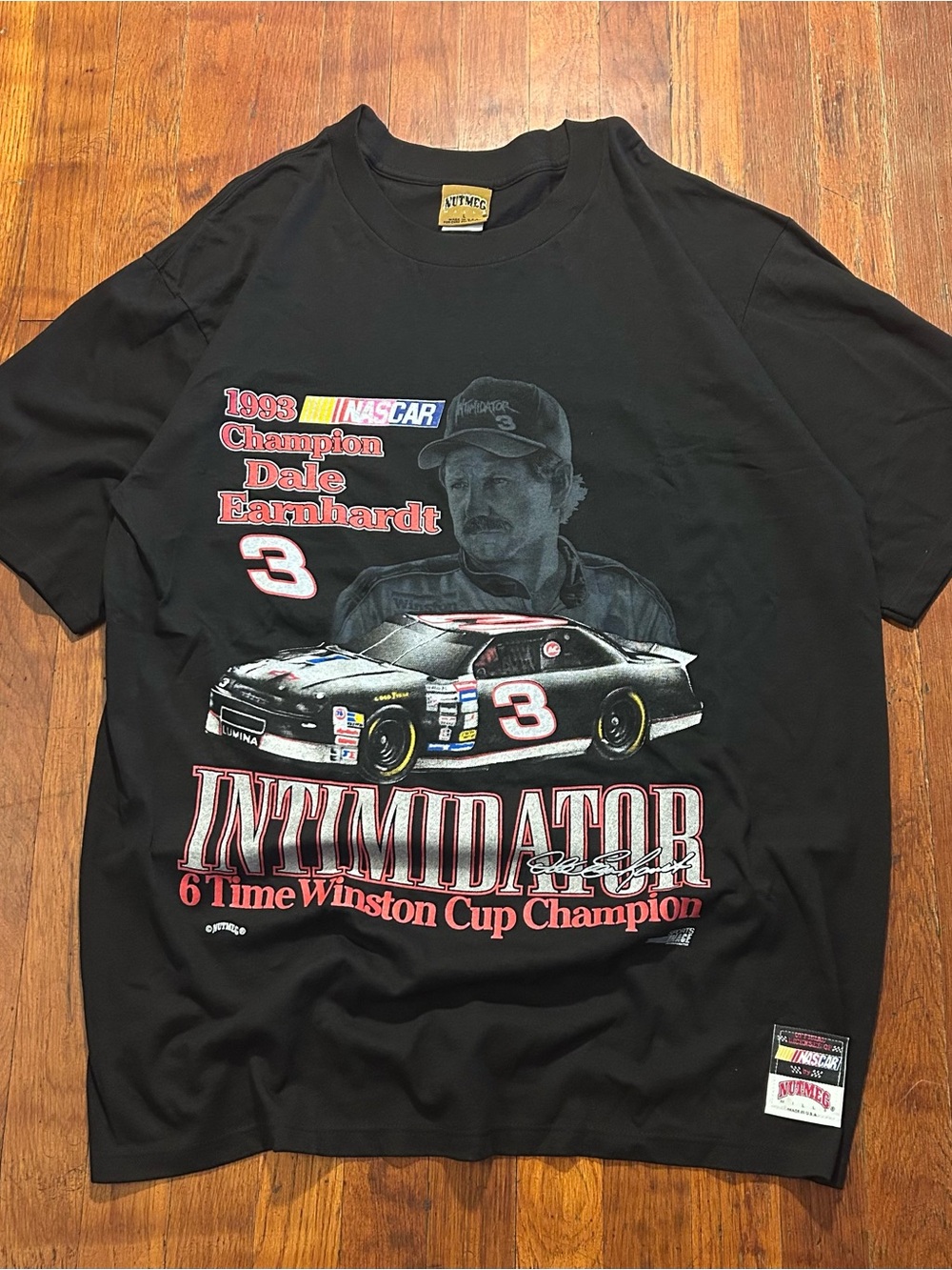 Vintage ‘90s Dale Earnhardt Nutmeg NASCAR Intimidator Black Graphic T-shirt XL